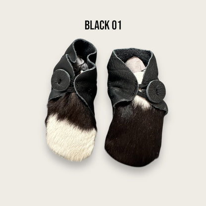 Black and White Cowhide Baby Booties