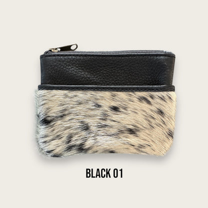 Black and White Cowhide and Leather Purse