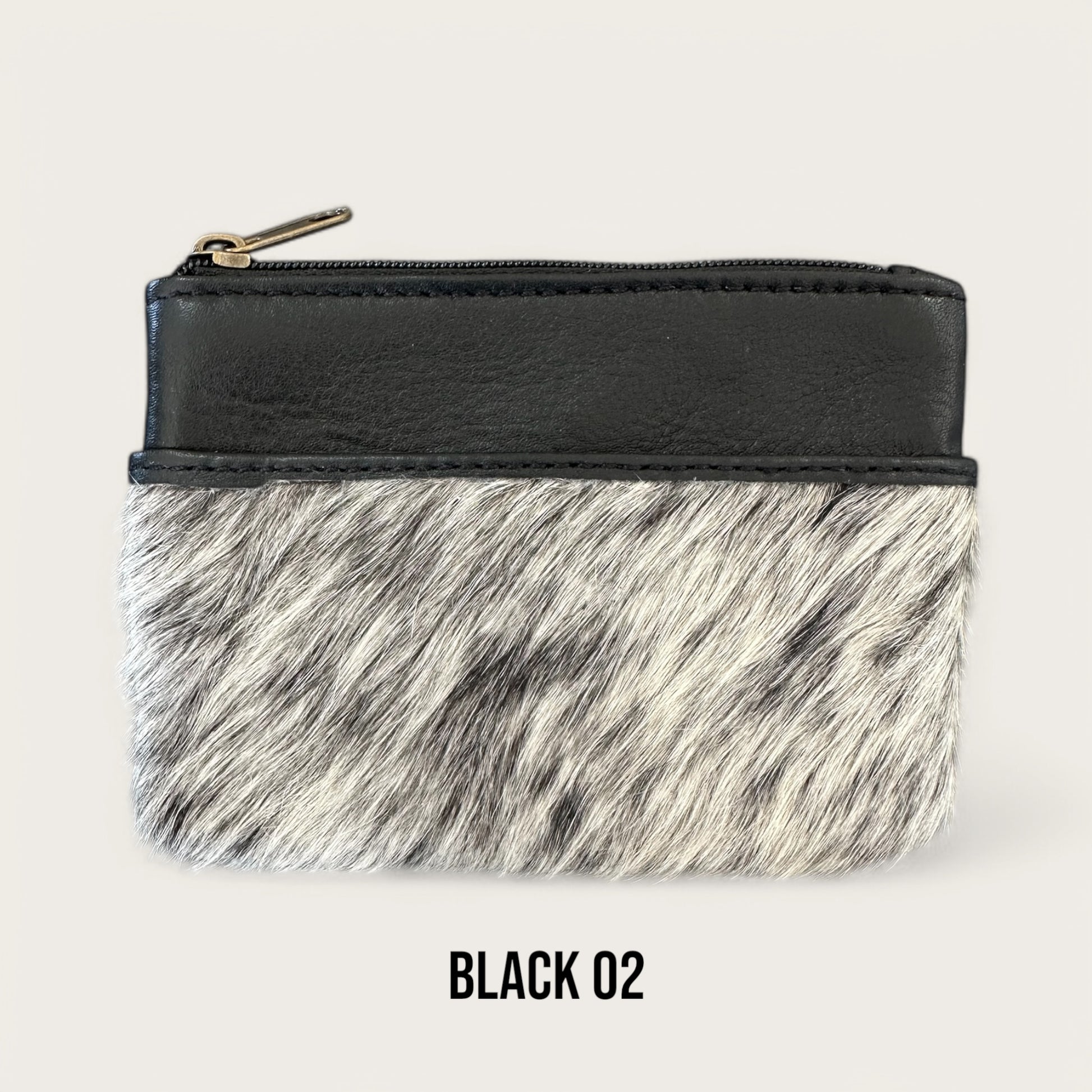 Black and White Cowhide and Leather Purse