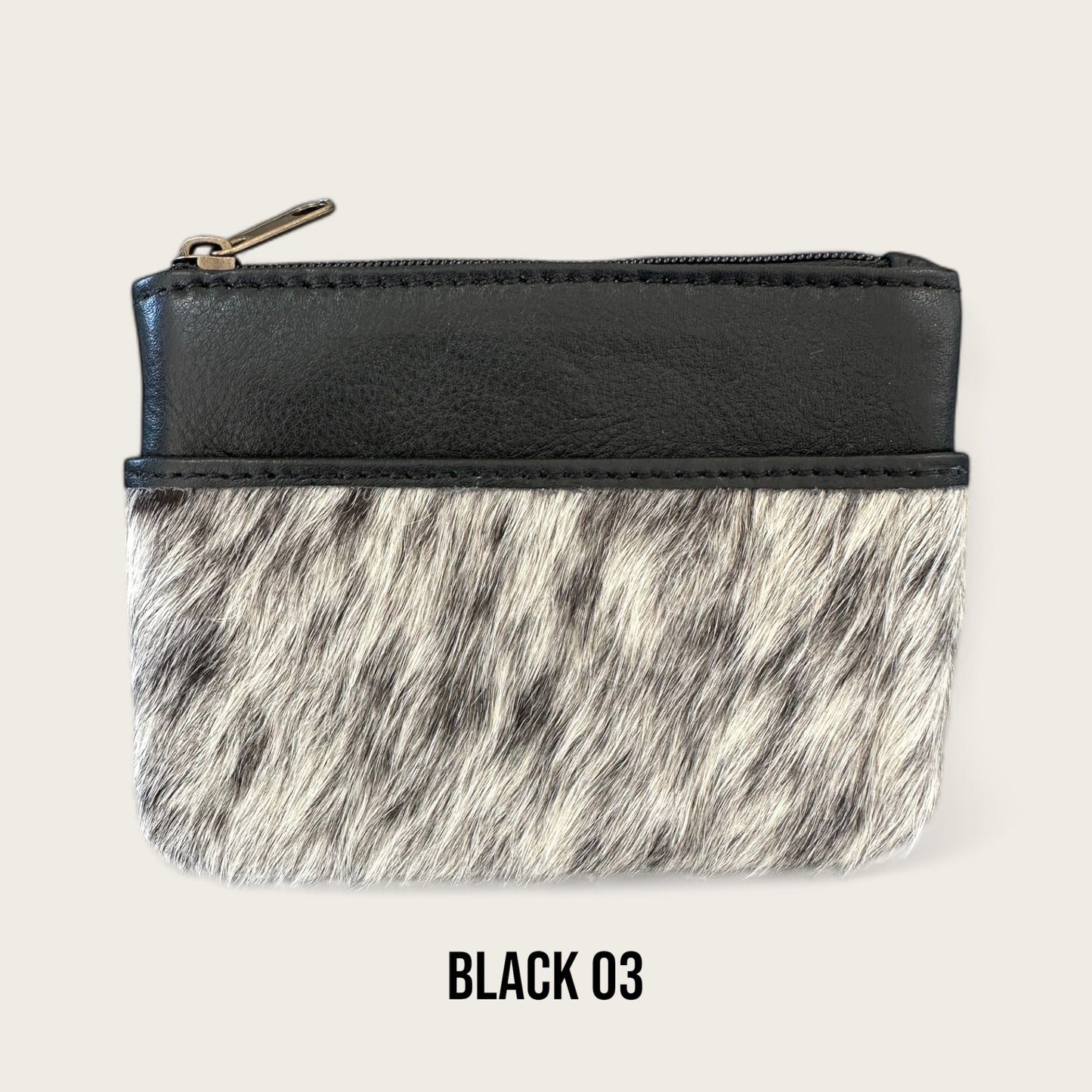 Black and White Cowhide and Leather Purse