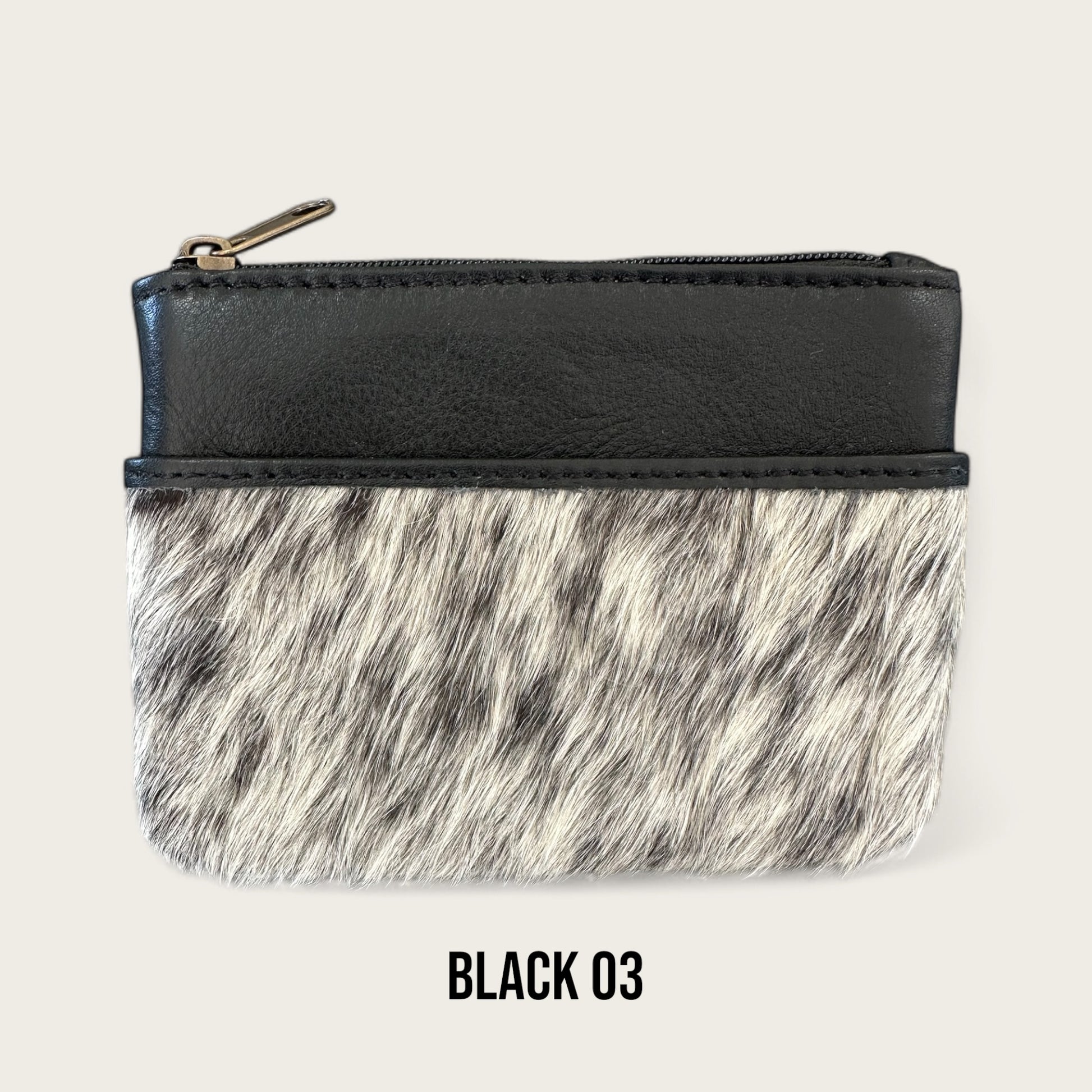 Black and White Cowhide and Leather Purse