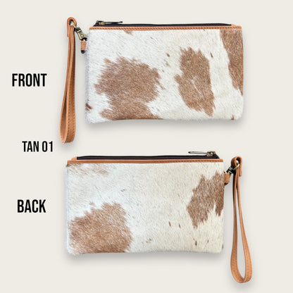 Tan and White Cowhide Clutch