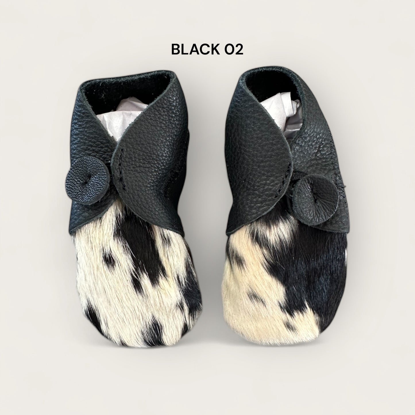 Black and White Cowhide Baby Booties