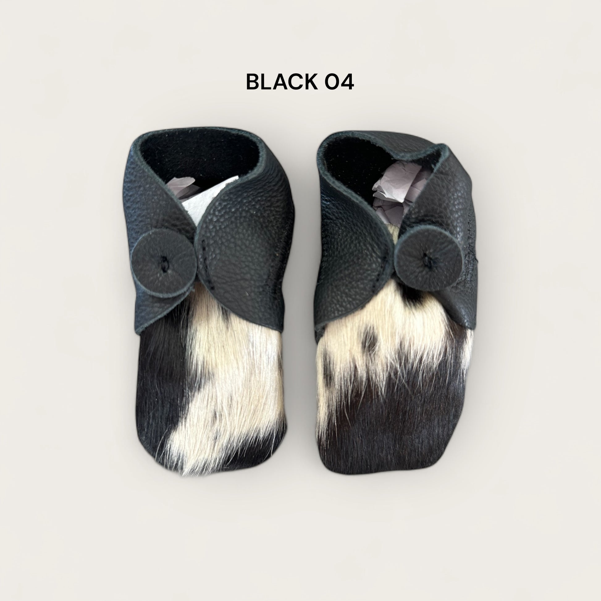 Black and White Cowhide Baby Booties