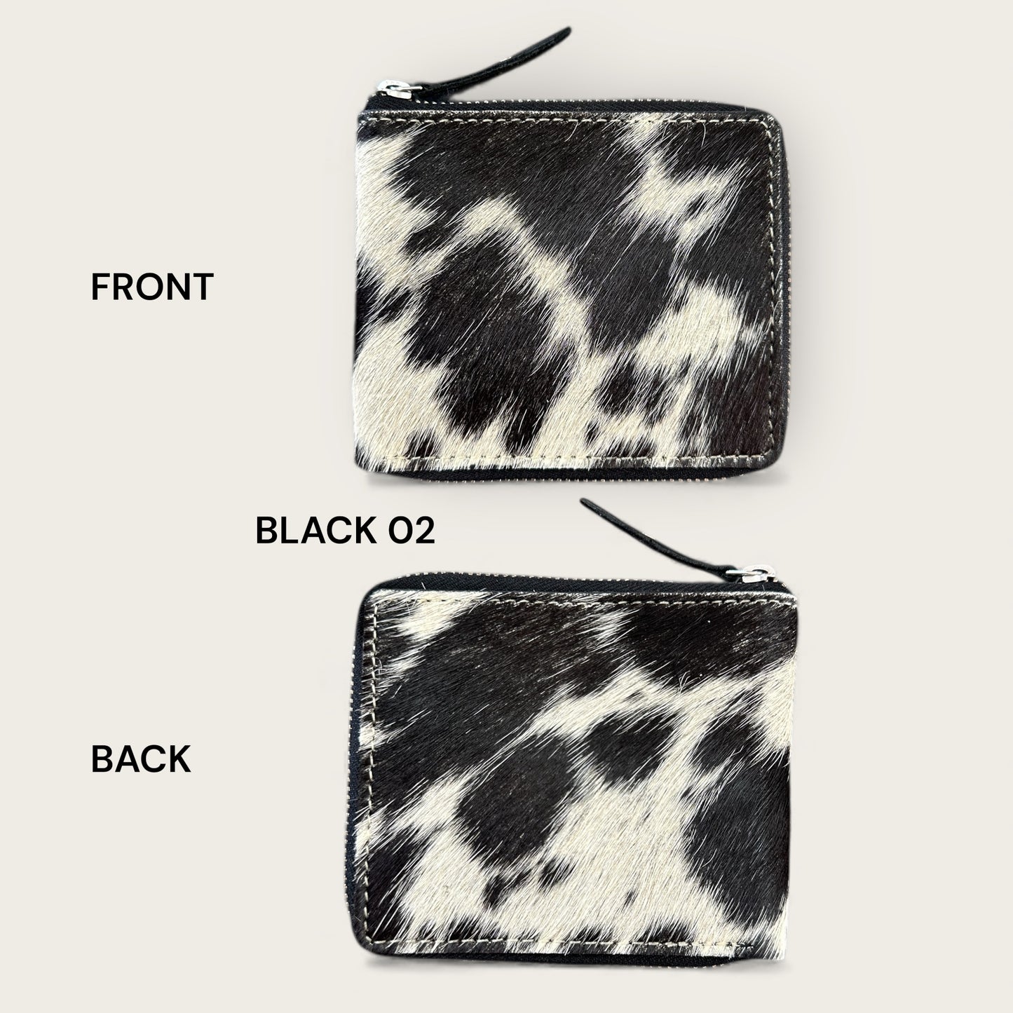 Unisex Leather and cowhide wallet in black and white