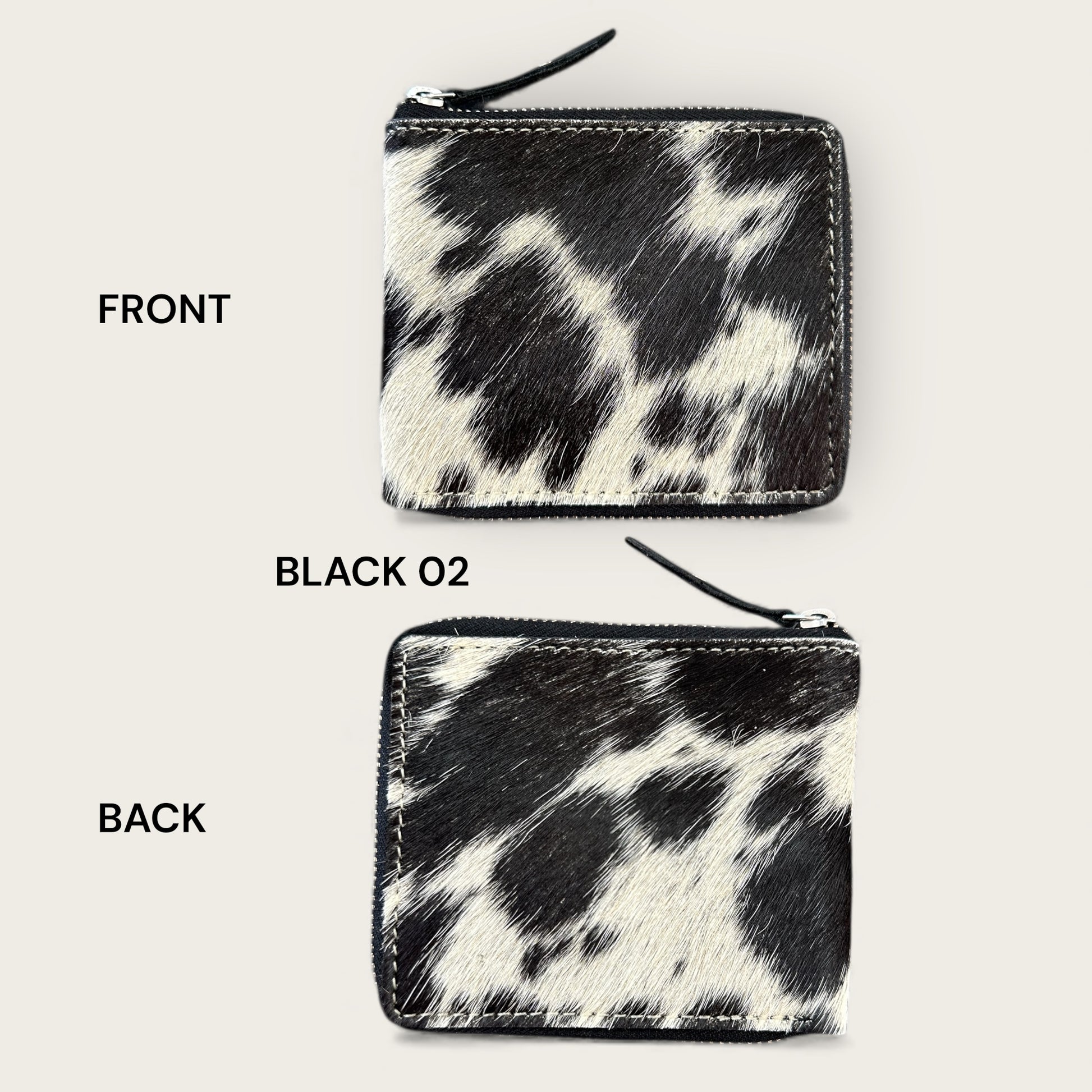 Unisex Leather and cowhide wallet in black and white
