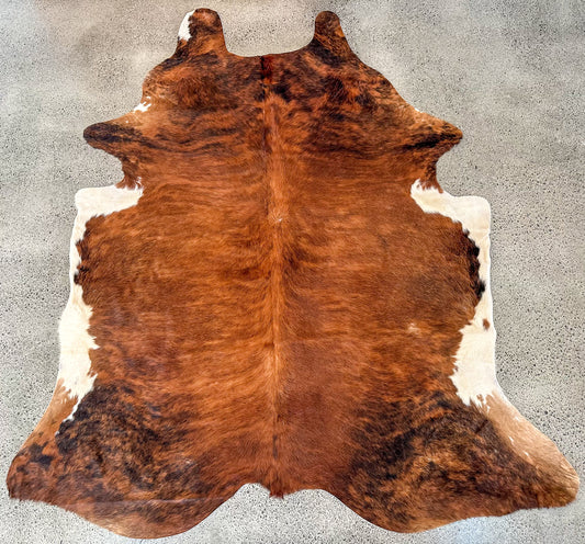 Large Premium Genuine Cowhide Rug in Brown, Black and White