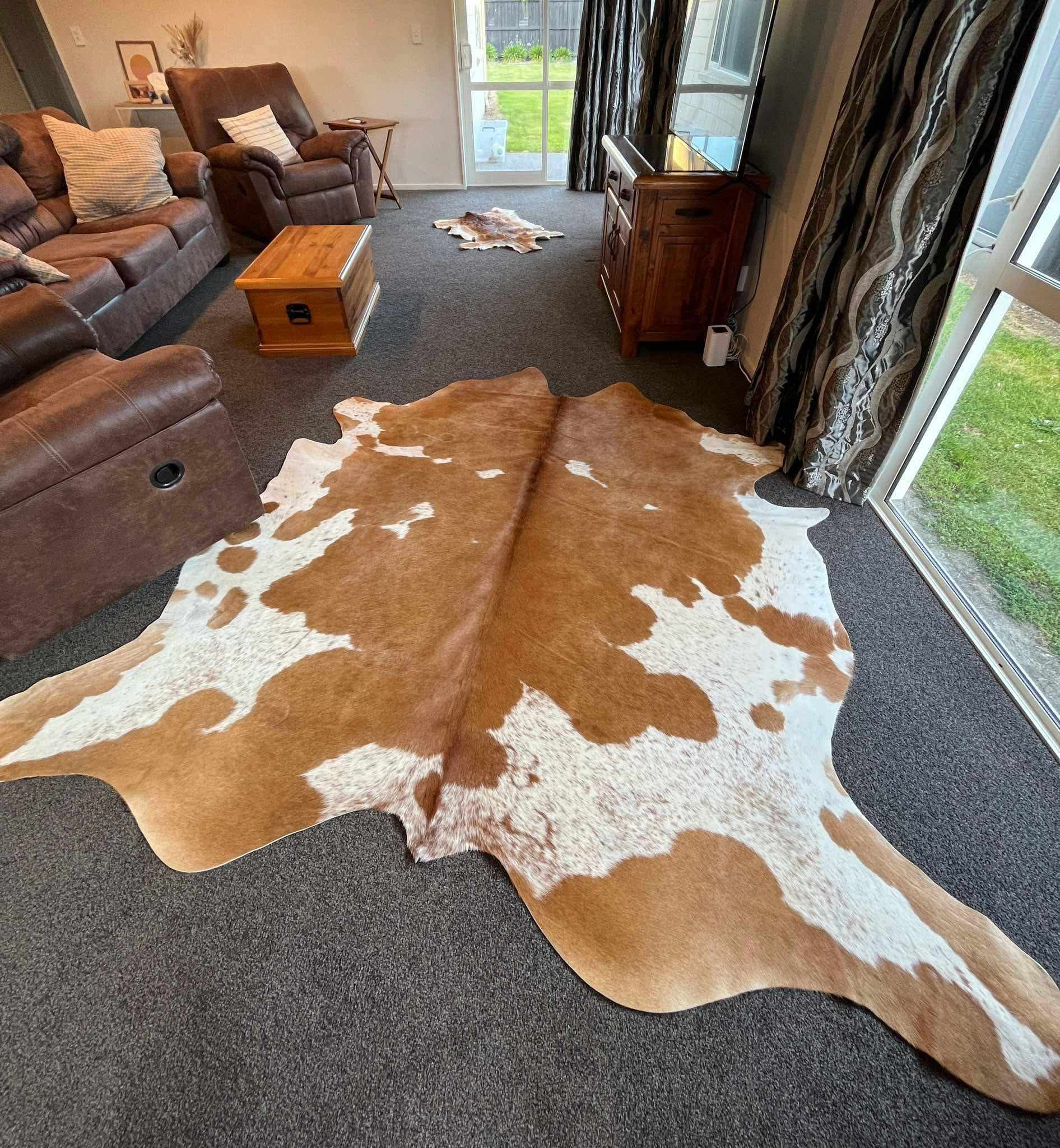 Large premium cowhide in brown and white